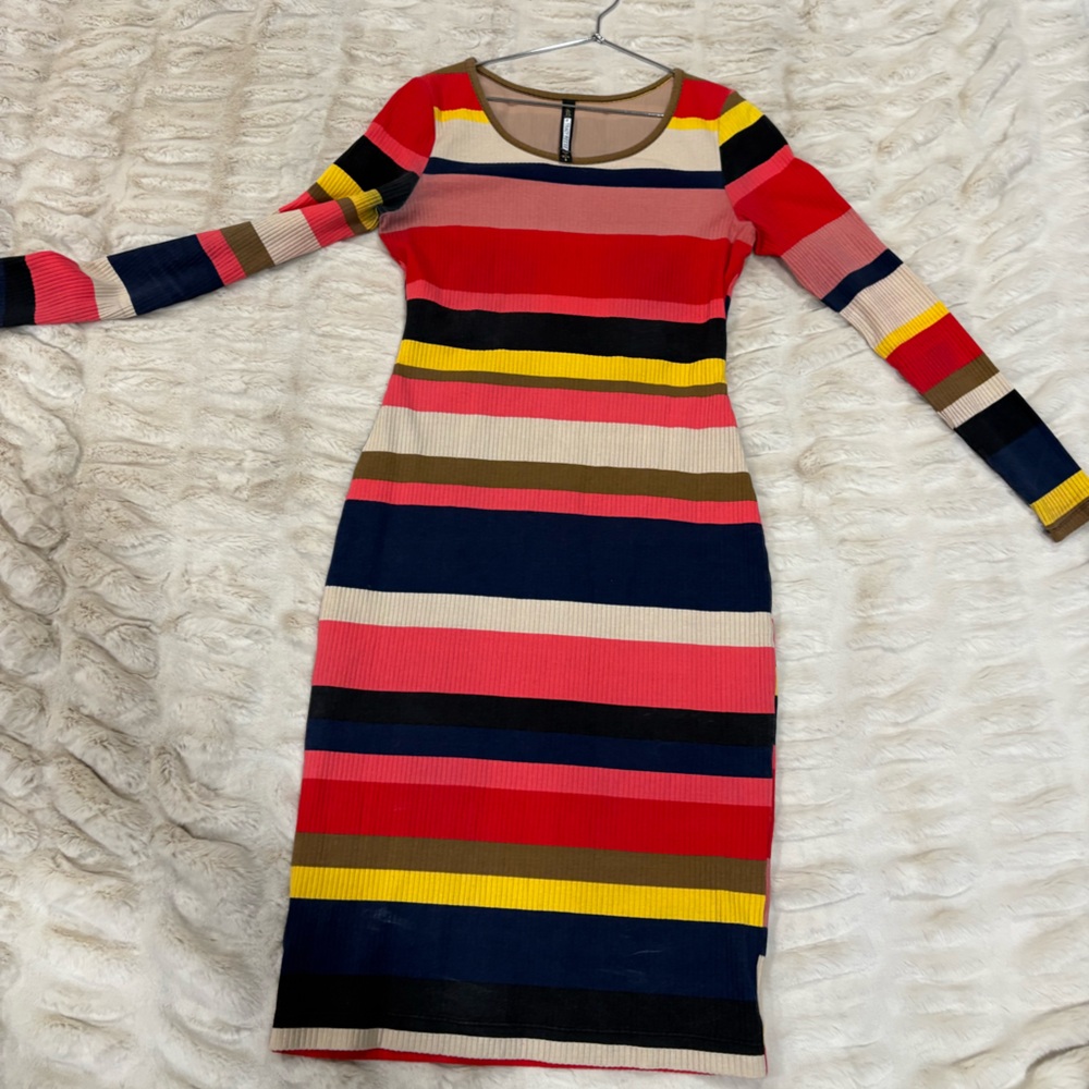 Plenty by Tracy Reese Colorful Striped Long Sleeve Body Con Dress